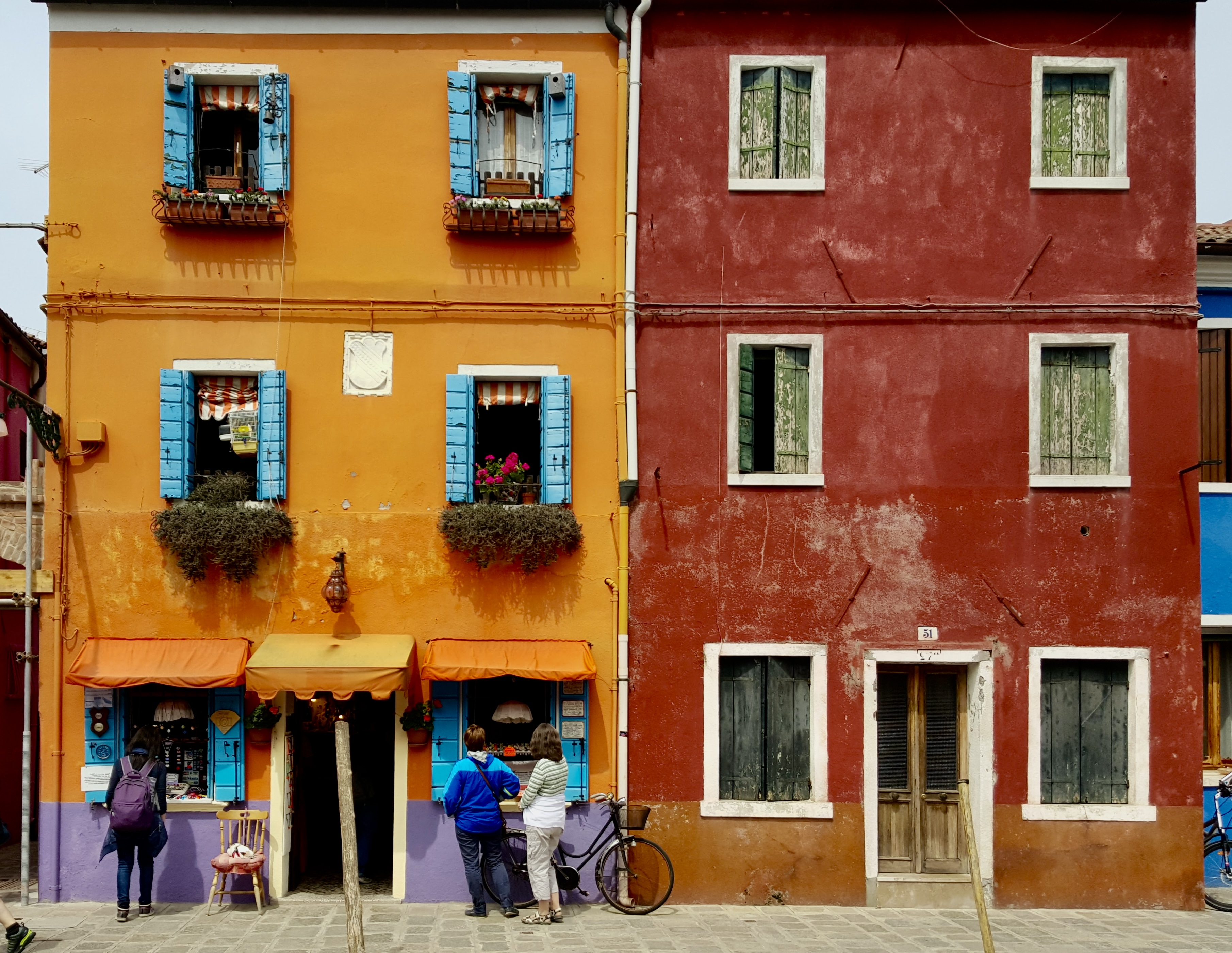 Brightly colored buildings